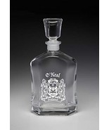 O&#39;Neal Irish Coat of Arms Whiskey Decanter (Sand Etched) - $893.73 MXN