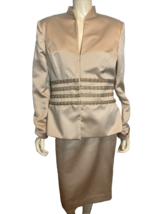 Vintage Rose Taft Women&#39;s 2-Piece Embellished Suit Champagne Size 14 - $94.99
