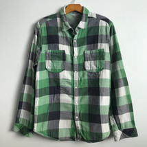 Billabong Shirt L Green Plaid Tart Check Flannel  Button Reversible Snap... - £14.75 GBP