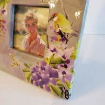 Ceramic Picture Frame, Square for 3 inch photo, Purple Lilac Flowers and Bird image 3