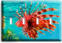 Tropical Sea Lion Fish Light Switch 4 Gang Plate Lionfish Aquarium Room Hd Decor - $18.59