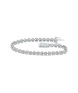 14k White Gold 3Ct TW Lab Created Round Diamond Cluster Tennis Bracelet ... - $4,189.99