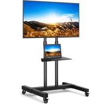 Mobile Tv Cart For 32-75 Inch Screens Up To 110 Lbs, Height Adjustable R... - £138.64 GBP