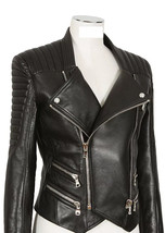 Womens Black Leather Jacket Genuine Lambskin Motorcycle Handmade Biker J... - £85.77 GBP+
