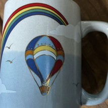 Otagiri Japan Mug Rainbow Hot Air Balloon Birds Clouds Coffee Cup Gold Trim - £7.92 GBP
