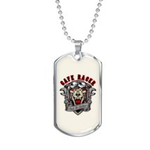 Cafe Racer Biker Necklace Stainless Steel or 18k Gold Dog Tag 24&quot; - £37.39 GBP+