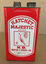 RARE Vintage Hatchet Majestic Motor Oil Can  1 Empiral Gallon Gas Statio... - £291.16 GBP