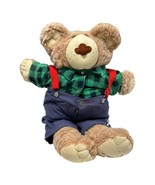 Furskins Teddy Bear Xavier Roberts Shirt Red Suspenders Pants Boots Vint... - $37.04