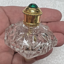 Vintage Diamond Shaped Perfume Bottles w Emerald Green Rhinestone 2 1/4" - $36.14