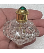 Vintage Diamond Shaped Perfume Bottles w Emerald Green Rhinestone 2 1/4" - $36.14