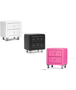 Nightstand Faux Leather Crystal Tufted Foam Padded Upholst. White, Black... - $289.94 CAD
