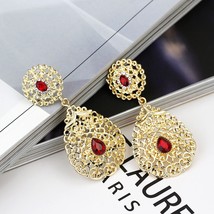 SUNSPICEMS Fashion Moroccan Caftan Wedding Gold Earring Red Green Black Crystal  - £7.09 GBP