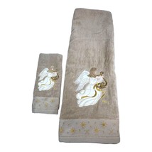 Angel Embroidered Bath &amp; Hand Towel Set By Cecil Saydah Christmas Holida... - £18.44 GBP