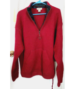 Vtg LL Bean Red 1/2 Zip Wool Pullover Sweater Large Southwest Style Coll... - $20.13 CAD
