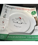 MERRY MASTERPIECES International Christmas 4 Dinner Plates Dayton Hudson... - £15.44 GBP