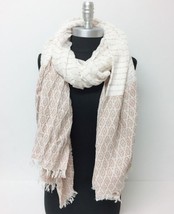 Women&#39;S Winter Scarf Ticking Striped Oblong Shawl Wrap Pashmina Soft Taupe For G - £12.63 GBP