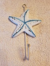 White Blue Starfish Hanger Wall Hook Nautical Ocean Decor Free Shipping - £12.82 GBP