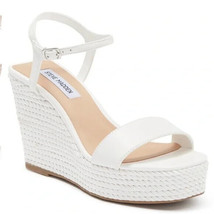 Steve Madden Women&#39;s Tory White Satin Rope Wedge Sandals Size 10 NEW - £34.78 GBP