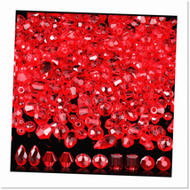 1280pcs Assorted Crystal Beads - Vibrant Red Color - DIY Jewelry Making Kit with - $38.60