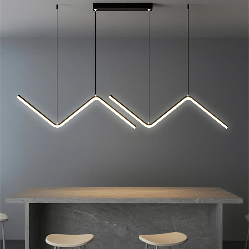 Modern LED Pendant Light Geometric Lines Chandelier For Living Room Rest... - $38.72+