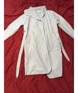 Fashion Nova Light Blue Wrap Belted Coat Women’s Size L Longline Jacket - $23.34 CAD