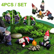 4Pcs Fairy Garden Gnomes Accessories My Little Friend Drunk Gnome Dwarfs Gift Us - £13.57 GBP