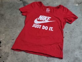 Nike Wide Neck Loose Just Do It Red T-Shirt Big Kid Youth Girl Size M - £9.59 GBP