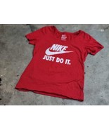 Nike Wide Neck Loose Just Do It Red T-Shirt Big Kid Youth Girl Size M - $16.74 CAD
