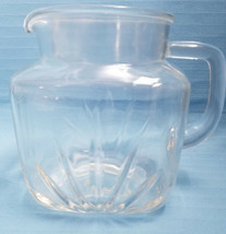 Federal Glass Crystal Clear 36oz Pitcher Container Fan &amp; Star Design Mid-Century - £26.50 GBP