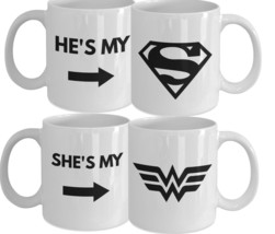 His and Her Mugs - Superman and Wonder Woman Relationship Coffee Mugs - Couples  - £23.90 GBP