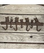 Cast Iron Key Holder Towel Rack Coat Hooks Cats Kitten Farmhouse Animal ... - $23.66