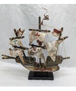 Vintage Handcrafted Pinta Wooden Boat Desk Decor 11&quot; X 2&quot; X 10&quot; - $62.43 CAD