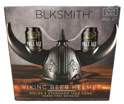 BLKSMITH Viking Beer Helmet Black Holds 2 Standard 12oz Cans - $20.31 CAD