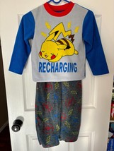 Pokemon Pikachu Boys Long Sleeve Grey Blue Pajama Set Size S (6) - £8.21 GBP