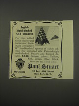 1956 Paul Stuart Fashion Ad - English hand-blocked silk squares - £14.78 GBP