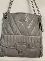 Coach Poppy Liquid Gloss Quilted Gray Slim Tote/ Shoulder F18673 NWOT Wr... - £86.56 GBP