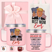 Mothers Day Gifts for Mom Wife, 14Oz Best Mom Ever Trump Mug &amp; Tote Bag Gift Box - £23.62 GBP