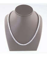 18.00ct t.w. CZ Tennis Necklace Set In Rhodium Plated Sterling Silver 16&quot; - £136.15 GBP