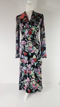 Vintage NWT Emanuel Ungaro Black Floral Print Surplice Midi Dress Womens Size 8 - £335.55 GBP