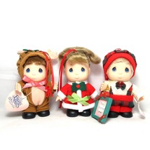 1989 Hi Babies Santa Girl, Artist, Reindeer Ornament Dolls Precious Moments - $29.95
