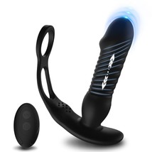 Anal Vibrator Prostate Massager With Remote Control Double Cock Ring Wearable An - £37.60 GBP