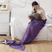 Mermaid Tail Blanket Knitted Crochet for Childern Super Soft Sleeping Blankets - £12.18 GBP+