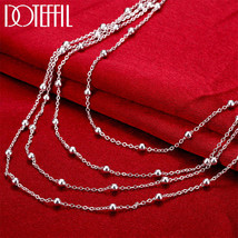 DOTEFFIL 925 Silver 18 Inch Multi-Chain Smooth Beads Necklace For Women Fashion  - £19.86 GBP