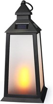 14&quot; Black Solar Hanging Lanterns Outdoor Waterproof Flickering Flame Outdoor Sol - £43.46 GBP