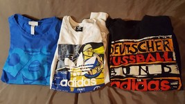 3 Adidas T Shirts Mens Medium White Black Logo Three Stripes Vintage fre... - £15.95 GBP