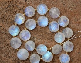 Natural 21 Pieces faceted fancy drilled white rainbow moonstone oval beads 10 x  - £71.93 GBP
