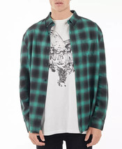 nANA jUDY Men&#39;s Fulton Flannel Frayed Hem Shirt in Emerald Green-Small - $34.97