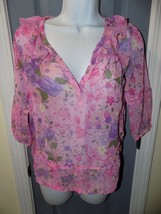 Dream Out Loud Selena Gomez Pink Floral Sheer Shirt Size S Women&#39;s EUC - £15.75 GBP