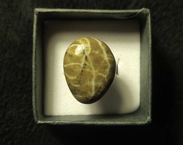 A brecciated jasper ring that contains various shades of brown with some creamy  - £17.29 GBP