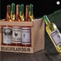 Dollhouse Wooden Wine Rack w/6 Random Wine Bottles - $7.99